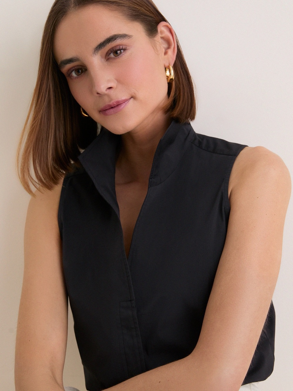 NWT Tuckernuck Black Sleeveless Bessette Button Down Size L - Picture 4 of 7